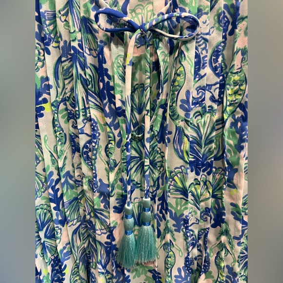 Lilly Pulitzer Marilina Tunic Top Blue and Green Lightweight Pull Over Size XL - Picture 5 of 8